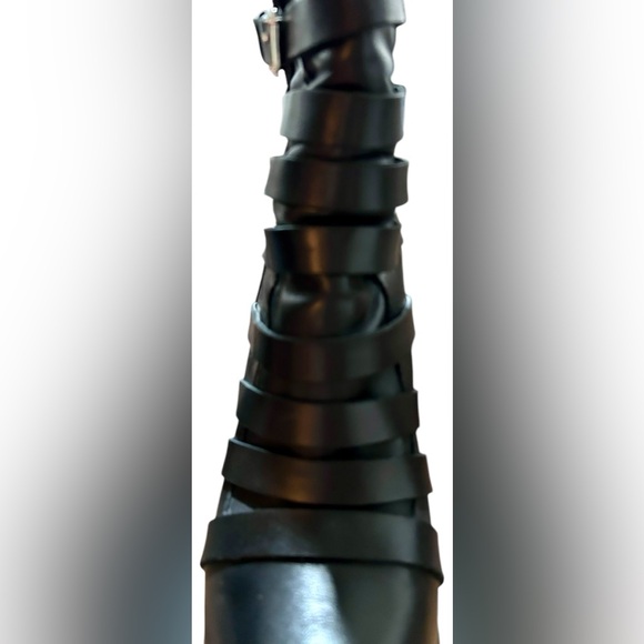 SAM EDELMAN Kendrix Suede/Leather Buckle & Strap Banana Heel Booties Black 9.5 - Picture 6 of 11